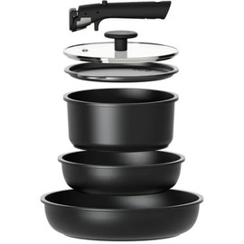 Nonstick Detachable Pots and Pans Set, 6 Pieces Induction Cookware Set, Oven/Dishwasher Safe, Easy for Storage