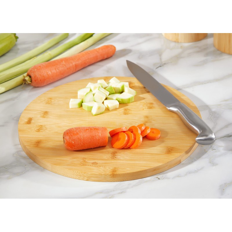 RoyalHouse Natural Bamboo Round Cutting Board for Kitchen, Chopping Boards
