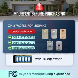 1Pack ASONPAO 300MHZ Multicode 3089,3060,3070 Keychain Remote Control with 10 Position Dip Switches