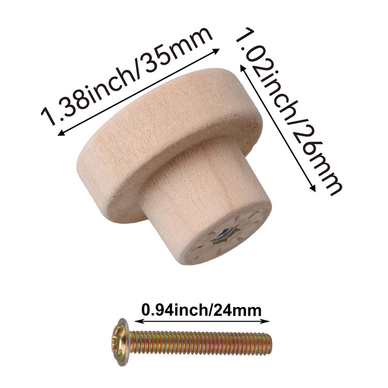 Emptty 20PCS Dresser Knobs, Knobs for Dresser Drawers, Round Unfinished