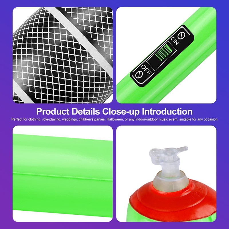 4Pcs Inflatable Microphone for Kids Adults, Jagowa Pretend Play Microphone