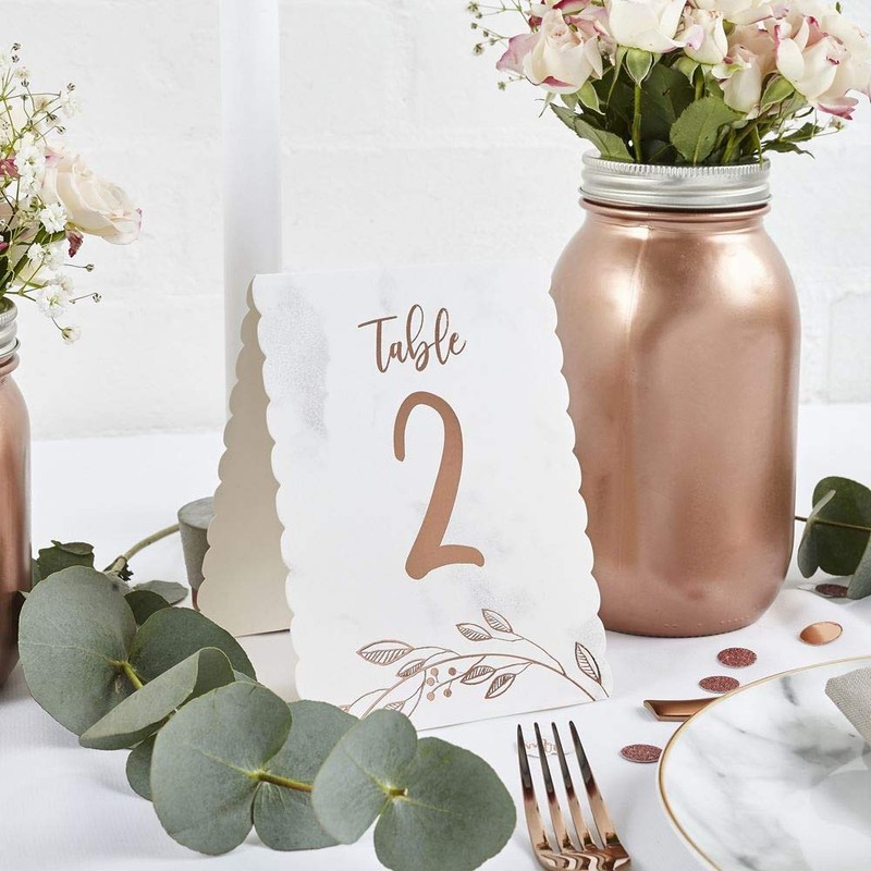 Luck and Luck Rose Gold Wedding Table Numbers 1-12