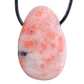 Lebensquelle Plus Sunstone Drop Pendant | Drilled Tumbled Stone Pendant with Cotton Cord | High-Quality Gemstone Pendant, Half gemstone, Sunstone