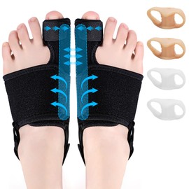 PIWOSGOL Hallux Valgus Correction, 2 x Hallux Valgus Correction Splint with 4 x Toe Separators for Toe Straightening for Day and Night, Hallux Valgus Bandage for Men and Women