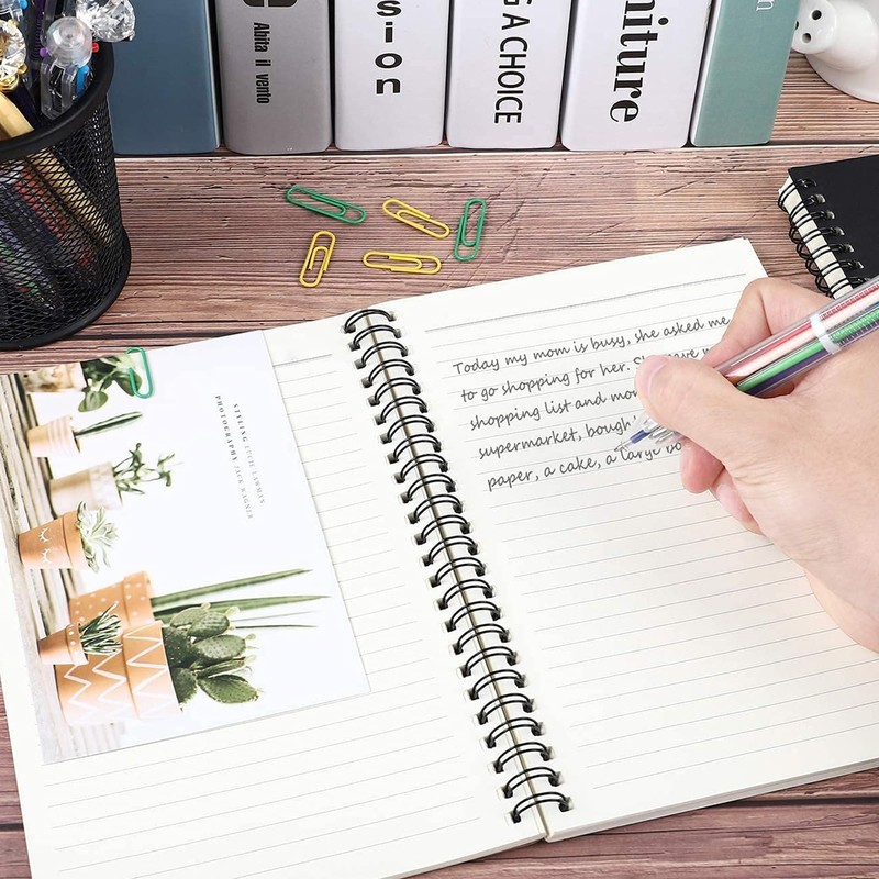 Hikrxya 4 Pack Notebook Lined A5 Spiral Notepad, Black Kraft