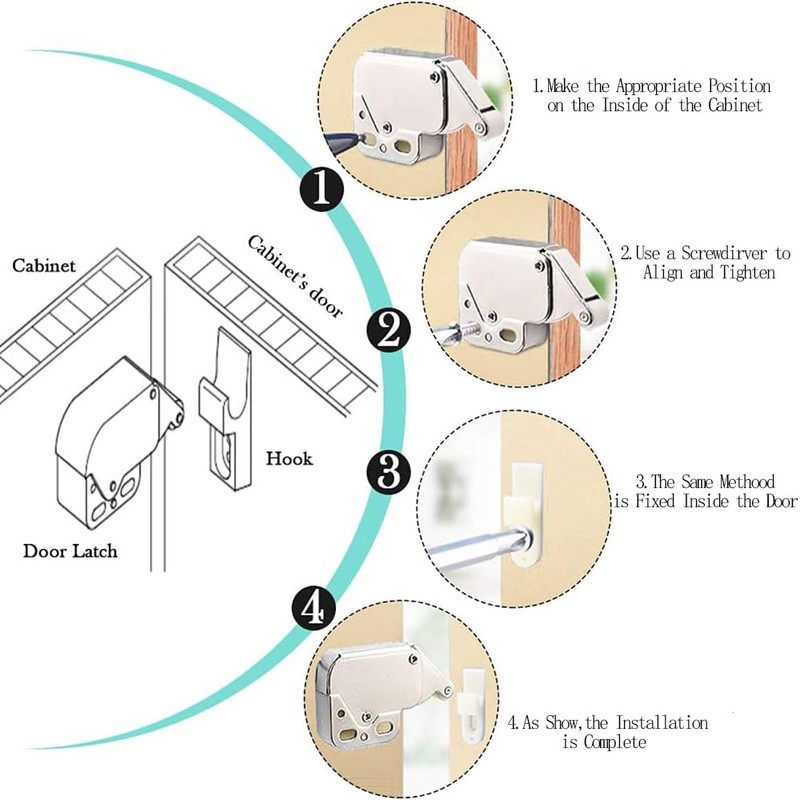Homefantasy Pack of 8 Spring Catches, Push Lock Cabinet Spring
