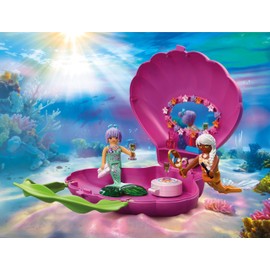 PLAYMOBIL | Fantasia e magia | Borsa a forma di conchiglia – sirene | Borsa portatile con 2 sirene | Giocattolo per bambini dai 4 anni in su | 72105