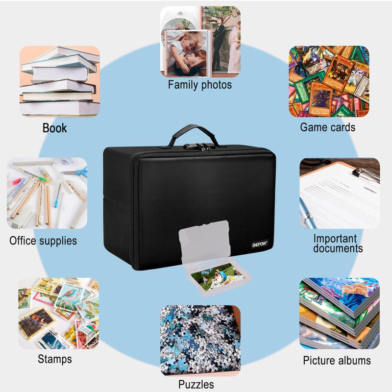 ENGPOW Fireproof Photo Storage Box 5" x 7" Photo Case(Clear),16