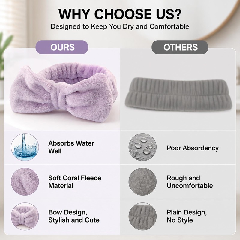 Spa Headband And Hair Ties Set - Bow Headband -
