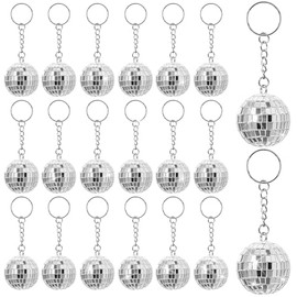 QYCX 20 Pcs Disco Keychain Disco Party Decorations Disco Ball Keychain Disco Keyring Disco Hanging Decorations Mirro Disco Ball Keychain Glitter Keychains for 90s Party Decorations