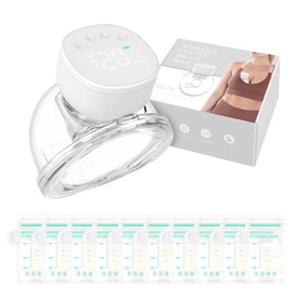 Tragbare elektrische Milchpumpe, 3 Modi und 9 Stufen, elektrische Baby-Milchpumpe mit LCD-Display, leise und schmerzlos, 10 kostenlose Milchbeutel (Weiß, 1)