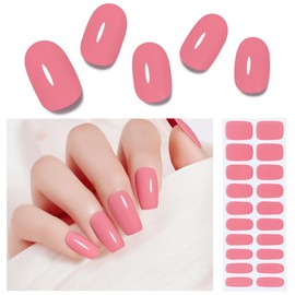 Arte Clavo Semi Cured Gel Nail Strips, 20 Pcs Gel Nail Stickers with UV Light Required, Salon Quality, Long Lasting, Easy Apply and Remove (Bright Coral)