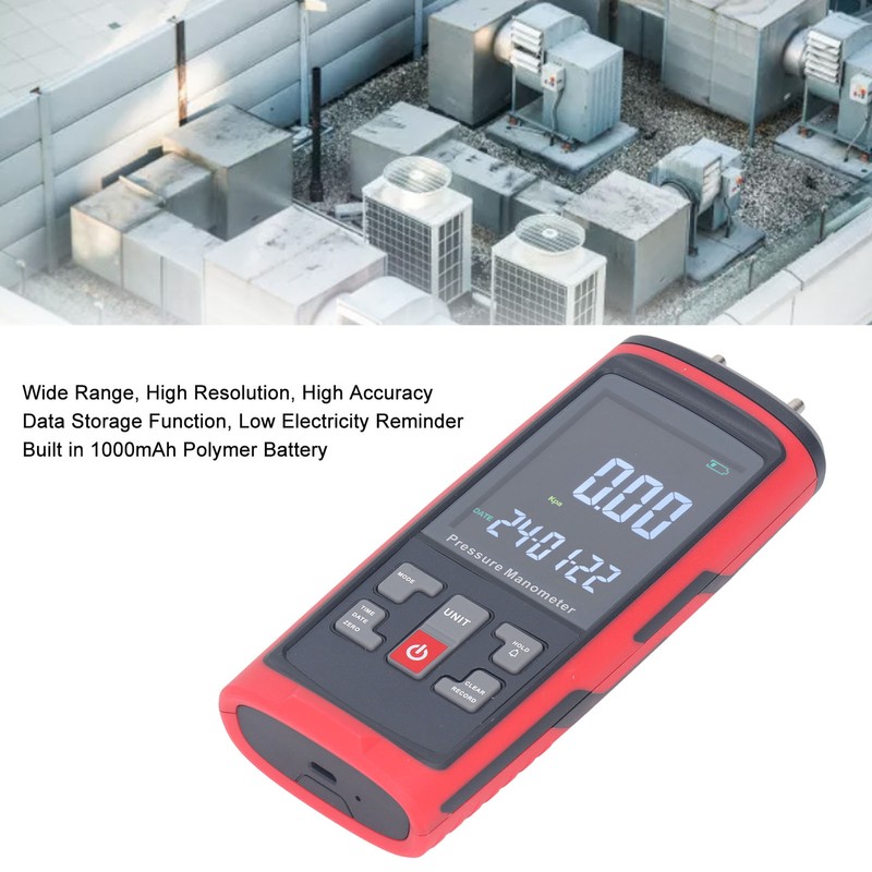 Digital Manometer Pressure Differential Pressure Gauge Air Pressure Tester with