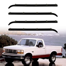 ROADFAR Window Molding Trim 4PCS Compatible with 1987-1997 for Ford F150 F250 F350 for Bronco - Outer Replacement for E7TZ1521452A E7TZ1521453A F2TZ1521456A F2TZ1521457A - Weatherstrip Window Seal