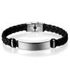 JewelryWe Unisex Braided Leather & Stainless Steel ID Bracelet with