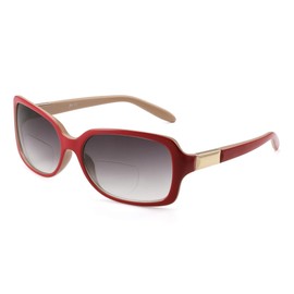 JM Klassisch Bifokal Lesebrille Platz Stylish Gradient Sonnenbrillen Leser für Damen +3.75 Rot