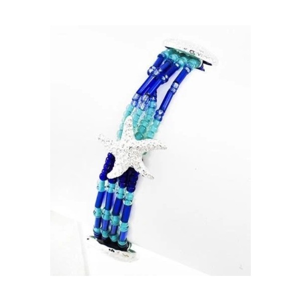 ICON COASTAL Silver Blue Seed Bead STARFISH CRAB SEASHELL Tropical