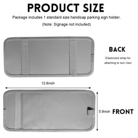 Gasedin Handicap Placard Holder for Car, 13.8"×5.9" Transparent Parking Placard Pocket for Sun Visor, Parking Permit Protector with Pen Holder & Elastic Strap, Car Accessories (Gray)