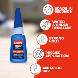 Loctite Super Glue Professional Liquid, Clear, 0.7 fl oz Bottle, 2 Pack - Superglue for Plastic, Wood, Metal, Crafts & Repair, Cyanoacrylate Adhesive Instant Glue, Quick Dry