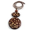 Avalaya Long Cotton Cord Wooden Pendant with Coffee Beans Motif