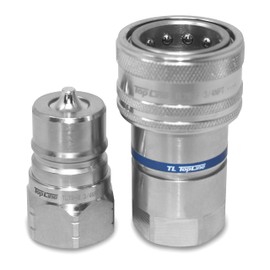 3/4 NPT ISO7241-A Quick Disconnect Hydraulic Coupler Set - 3/4 Body (TL79) Poppet Valve w/Dust caps