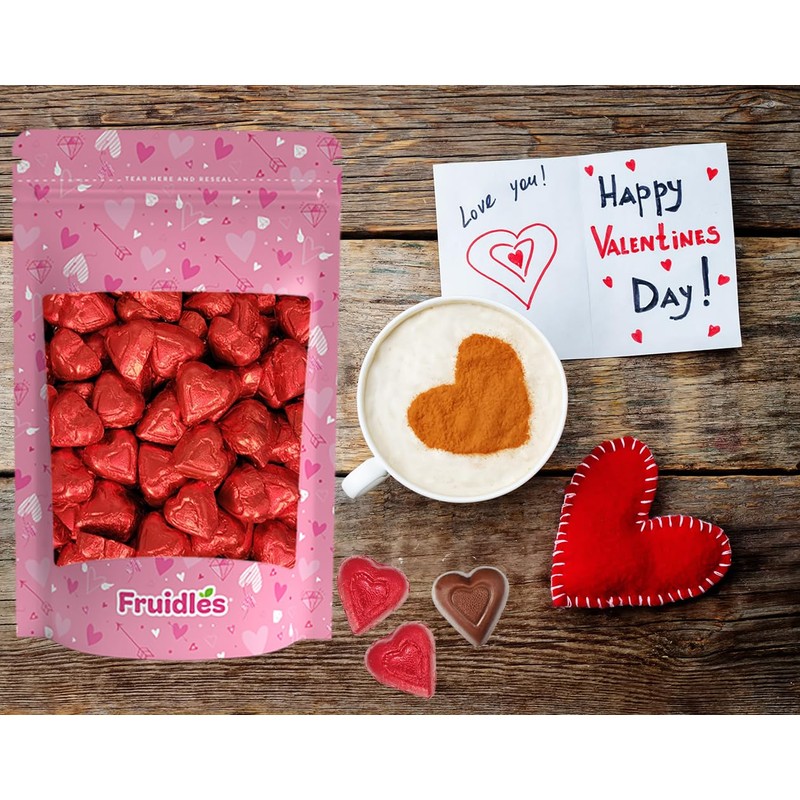 Fruidles Valentine's Hearts, Party Bag Fillers, Red Individually Wrapped Foils,