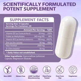 BIO POTENTIA Myo-Inositol & D-Chiro Inositol Capsules, Myo Inositol 2000mg & D Chiro Inositol 50mg, Ovarian Health Support & Hormonal Balance, Ideal Inositol 40:1 Ratio, Non-GMO | 60 Capsules