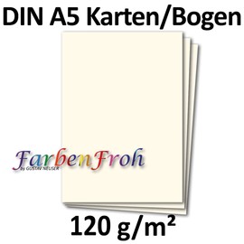 50 Sheets DIN A5 Paper - Natural White - 120 g - 14.8 x 21 cm - Craft Sheet Coloured Paper Craft Paper Letter Sheet - FarbenFroh by GUSTAV NEUSER
