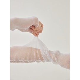 OTPEH 4 Pairs Women Mesh Sleeves Sheer Arm Sleeves Fashion Detachable Lace Sun Sleeves Thin Black White Gray Pink