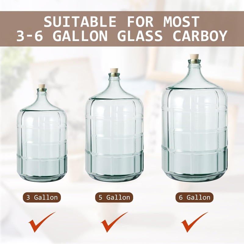 Ziliny 2 Pcs Carboy Cork Stopper, Glass Carboy Cap for