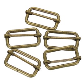sourcing map Slide Buckle, 10Pcs 1 1/2" - Metal Tri-Glides Slide Adjuster with Movable Center Bar, Rectangle Belt Keeper for Bag Purse Straps Making Replacement (Bronze)