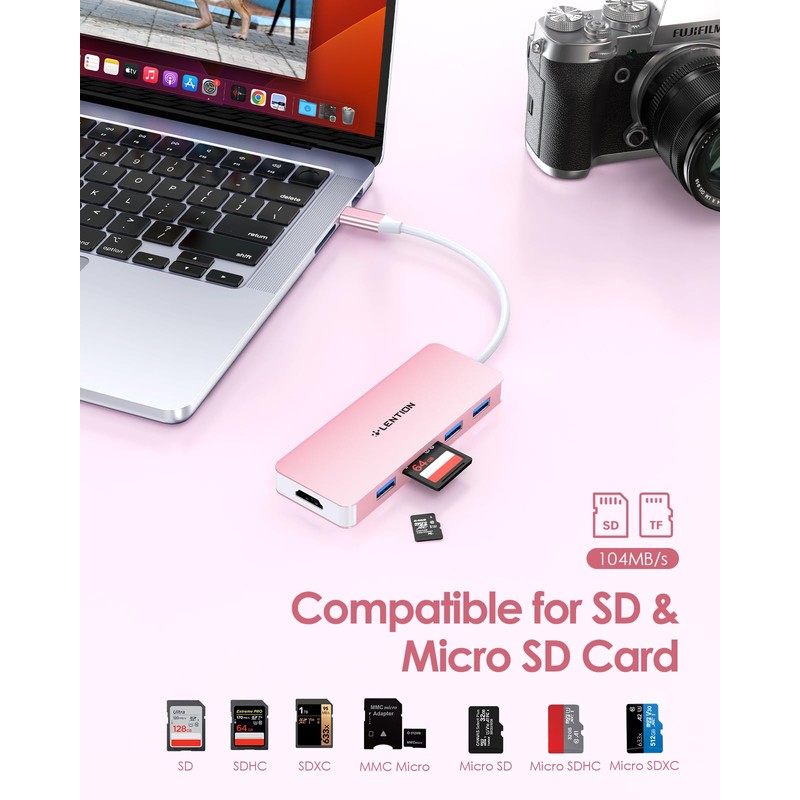 LENTION Hub USB C con HDMI 4K, 3 USB 3.0,