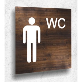 Door Sign Toilet Sign Wood Look Dark Oak Women Men Wood UV Print 12 x 12 cm - 3 mm Aluminium Composite - Made in Germany Item No. E 2011