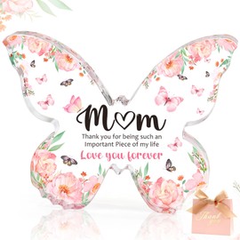 MOTONG Mum Birthday Gifts, Birthday Gifts for Mum, Christmas Butterfly Shaped Acrylic Plaque Mum Gifts for Birthday, Exquisite Gifts for Mum Birthday, Presents for Mum from Daughter Son Mothers Day