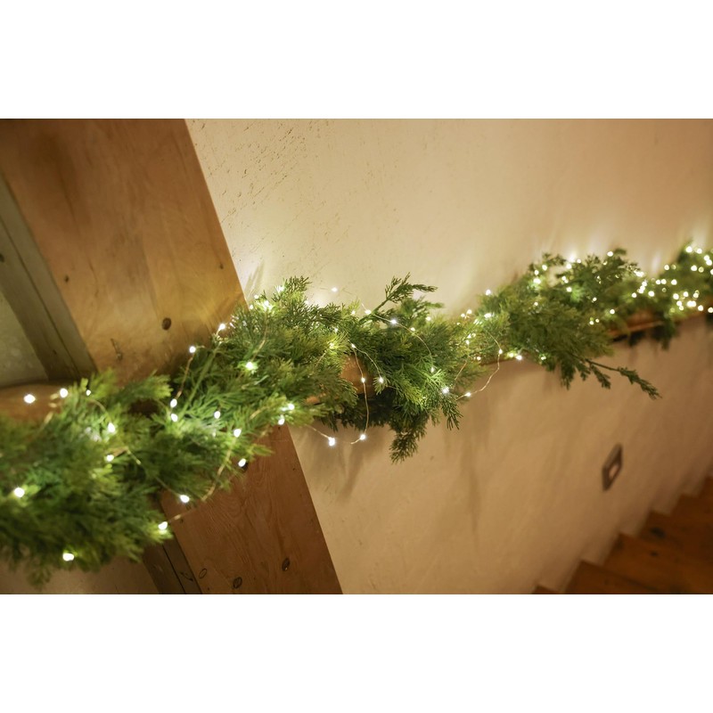 MISSPIN Christmas Garland with Lights, Real Touch Winter Pine Garland,