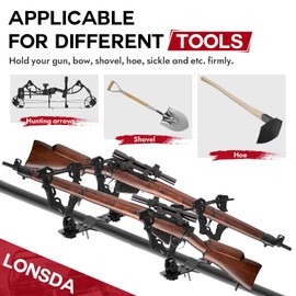 Upgraded Double ATV / UTV Gun Rack, Hunting Tool Holder Mount Compatible with UTV / ATV / Golf Cart / Bicycle, Holding Gun Bow Hunting Tool Shovel Hoe Sickle