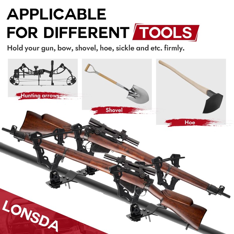 Upgraded Double ATV / UTV Gun Rack, Hunting Tool Holder