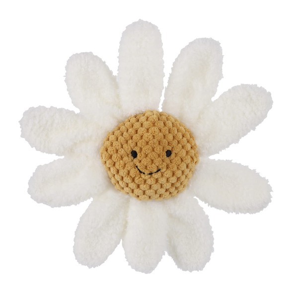 Apricot Lamb Baby Lovey Daisy Soft Rattle Toy, Plush Stuffed Flowers for Newborn Soft Hand Grip Shaker Over 0 Months (White Daisy, 8.5 Inches)