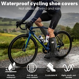 Raisand Waterproof Overshoes, Bicycle Overshoes, for Rain, Snow, Outdoor, Non-Slip, Men and Women, Cycling, Fishing, Outdoor Sports, Shoe Cover with Zip (L)