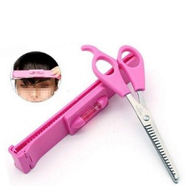Self-cut Natural Bangs Hair Cutting Scissor Set: Bang Scissors, Thinning Shears, Clip Hair Salon 2ea