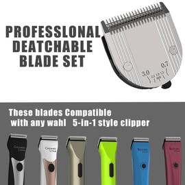 Cuchillas de repuesto ajustables 5 en 1, compatibles con Wahl Animal Clipper Arco, Bravura, Chromado, Creativa, Figura, y Motion Pet, Perro y Caballo (dorado/2 piezas)