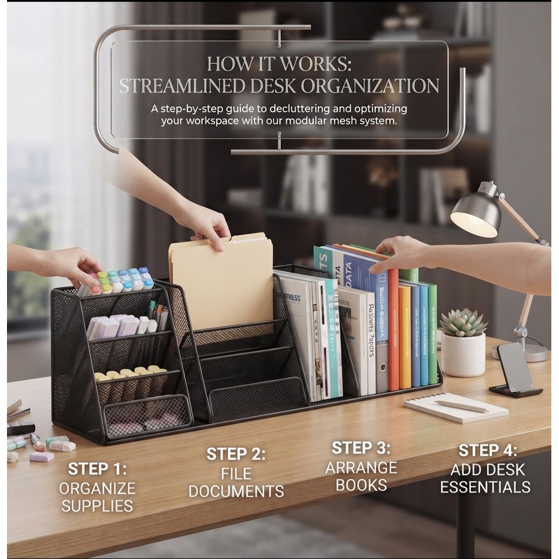 Metal File Rack Organizer for Office & Home Use –