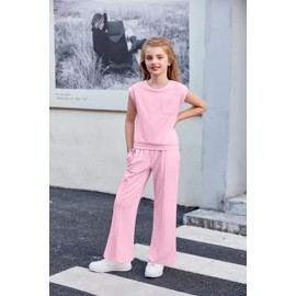 Arshiner Teen Girls Clothes 2 Piece Outfits Cap Sleeve Tank Top and Wide Leg Palazzo Sweatpants Set Size 10-12