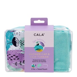 CALA - gorro de baño + turbante super absorbente para cabello (turquesa abstracto)