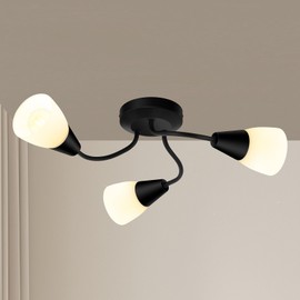 Deckenlampe LED Deckenleuchte Deckenstrahler,LED Deckenspots E14 3 Weißer Glaslampenschirm Küchenlampe Wohnzimmer,Flurlampe Hanging Light Ceiling Modern für Flur, Küche,Schlafzimmer. Keine Glühbirne