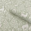 YöL Deer Woods Animals Forest Sage Green Wallpaper - Contemporary