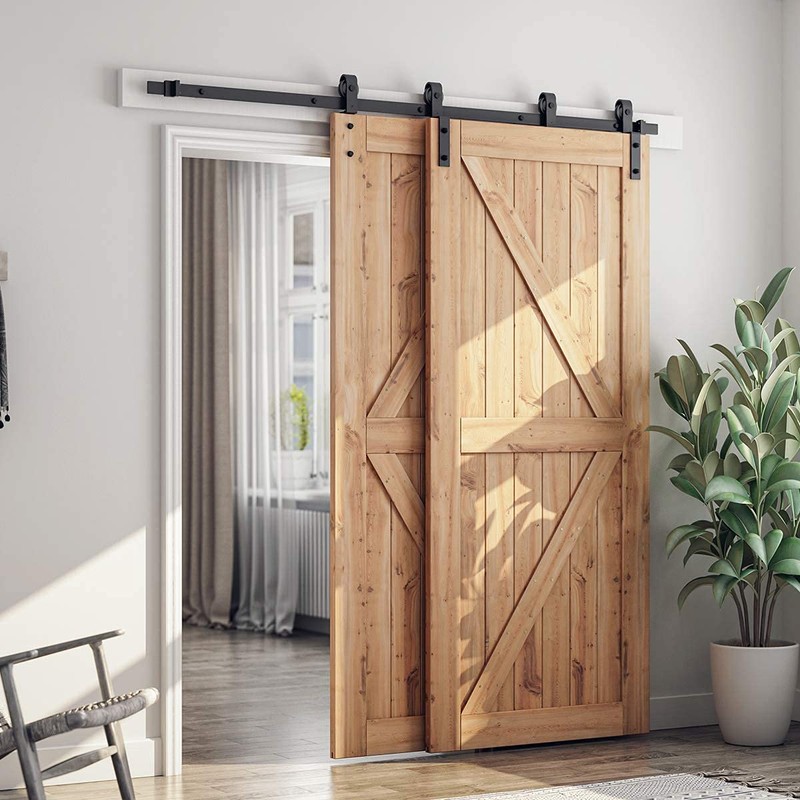 SMARTSTANDARD 6.6 Feet Bypass Sliding Barn Door Hardware Kit -