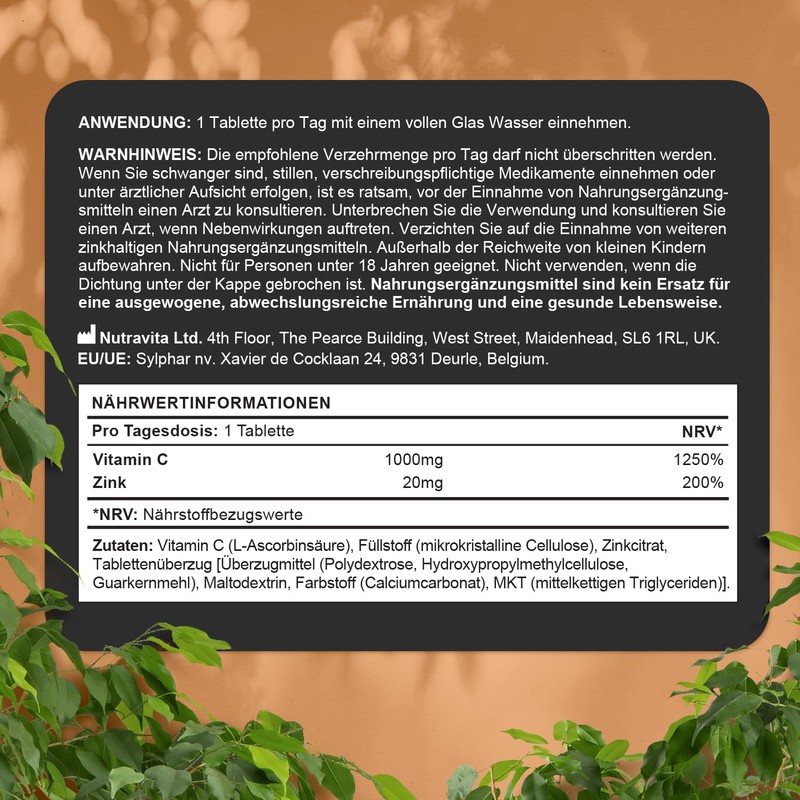 Vitamin C & Zinc - 120 Tablets - High Dose
