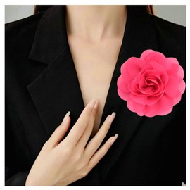 Large Rose Flower Brooches Lapel Pins Dainty Fabric Satin Fabric Brooches Big Camellia Flower Brooch Pins for Women Wedding Part Dance Dress Clothes Accessories Jewelry Gifts (Rose Red)