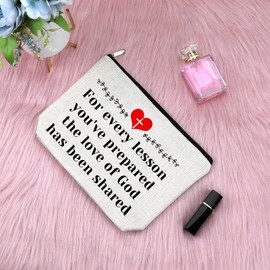 Sunday School Teacher Gift Religious Gift for Teacher Makeup Bag Christian Gift for Women Teacher Appreciation Gift Bible Verse Gift for Teacher Birthday Christmas Graduation Travel Cosmetic Pouch